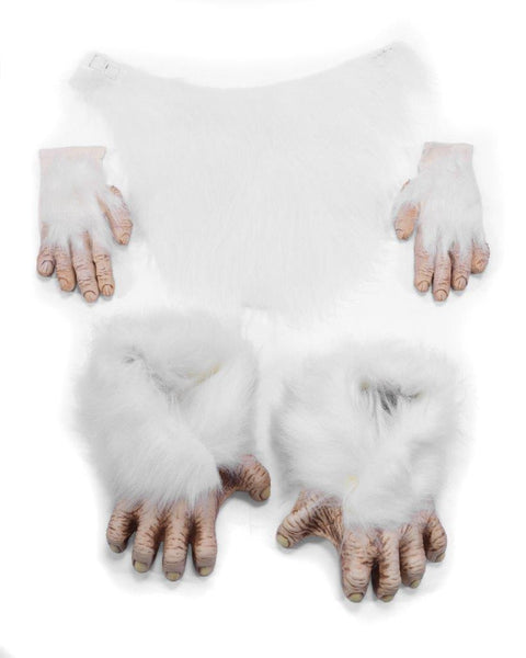 White Albino Gorilla Primate or Yeti Costume Latex Hands