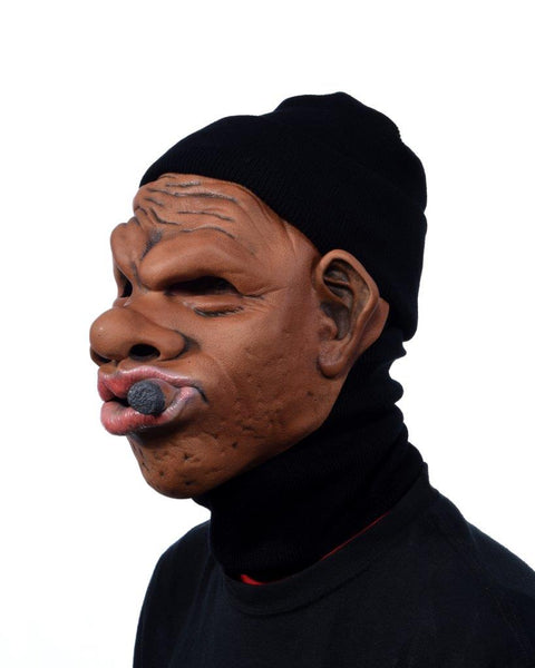 Le Roy, Dark-Skinned Old Man Latex Face Mask with Attached Knit