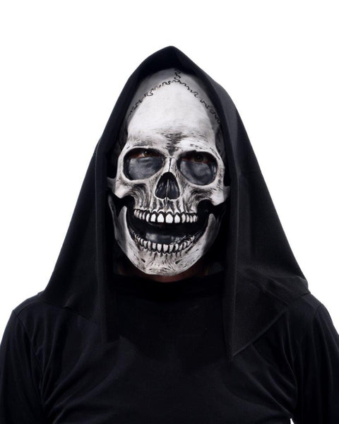 Grim Reaper Hooded Death Skeleton Skull Halloween Plastic With Mesh Eyes  Mask