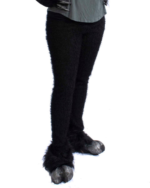 Furry Black Costume Leggings, Comfortable with Stretch Control Top