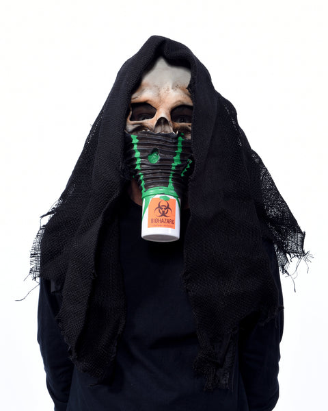 Survivor Skeleton Costume Kit with Skull Mask, Rotting Shirt and