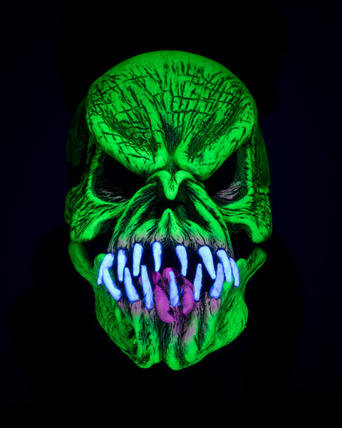 UV Orange Glow Pumpkin Monster Latex Face Mask - Zagone Studios, LLC