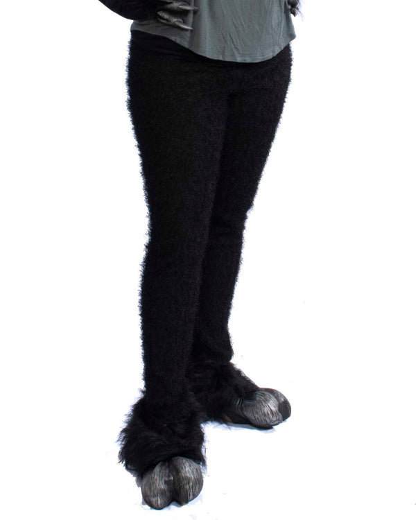 Furry Black Costume Leggings, Comfortable with Stretch Control Top Waist