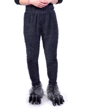 Light Grey Furry Costume Woman Fur Animal Print Spandex Cat Leggings  Workout Halloween Cosplay Wolf Costume Yoga Pants Running Rash Guard 
