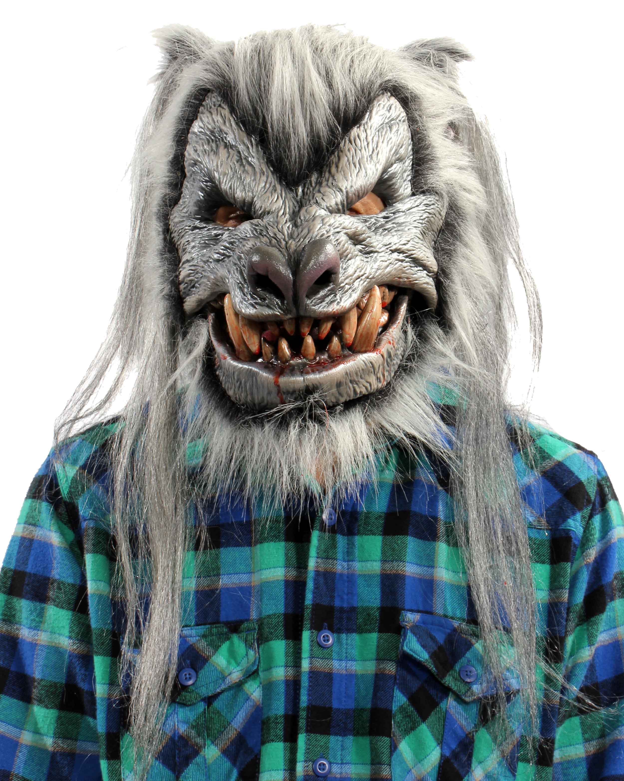 Werewolf Silver Deluxe, Silver Werewolf Wolf Latex Face Mask - Zagone ...